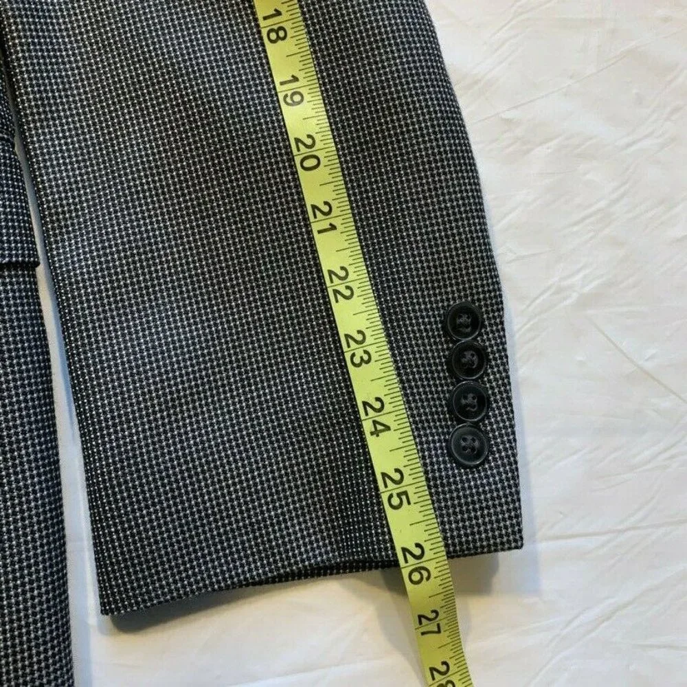Calvin Klein Nailhead Silk‎ Wool Blazer Sport Jacket Coat Two Button 40L EUC